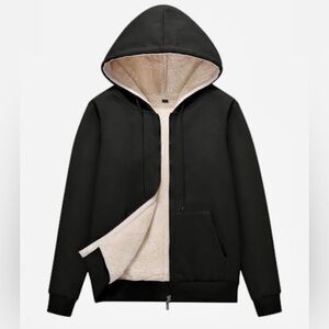 Black Full Zip Faux Fur Lined Hoodie